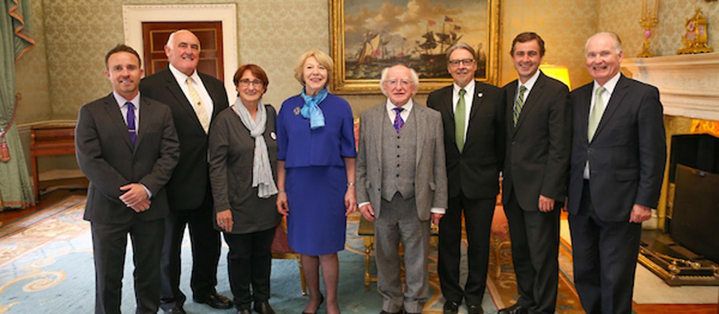 AIA Co-Chair Íde B. O'Carroll with President Michael and Sabina Higgins